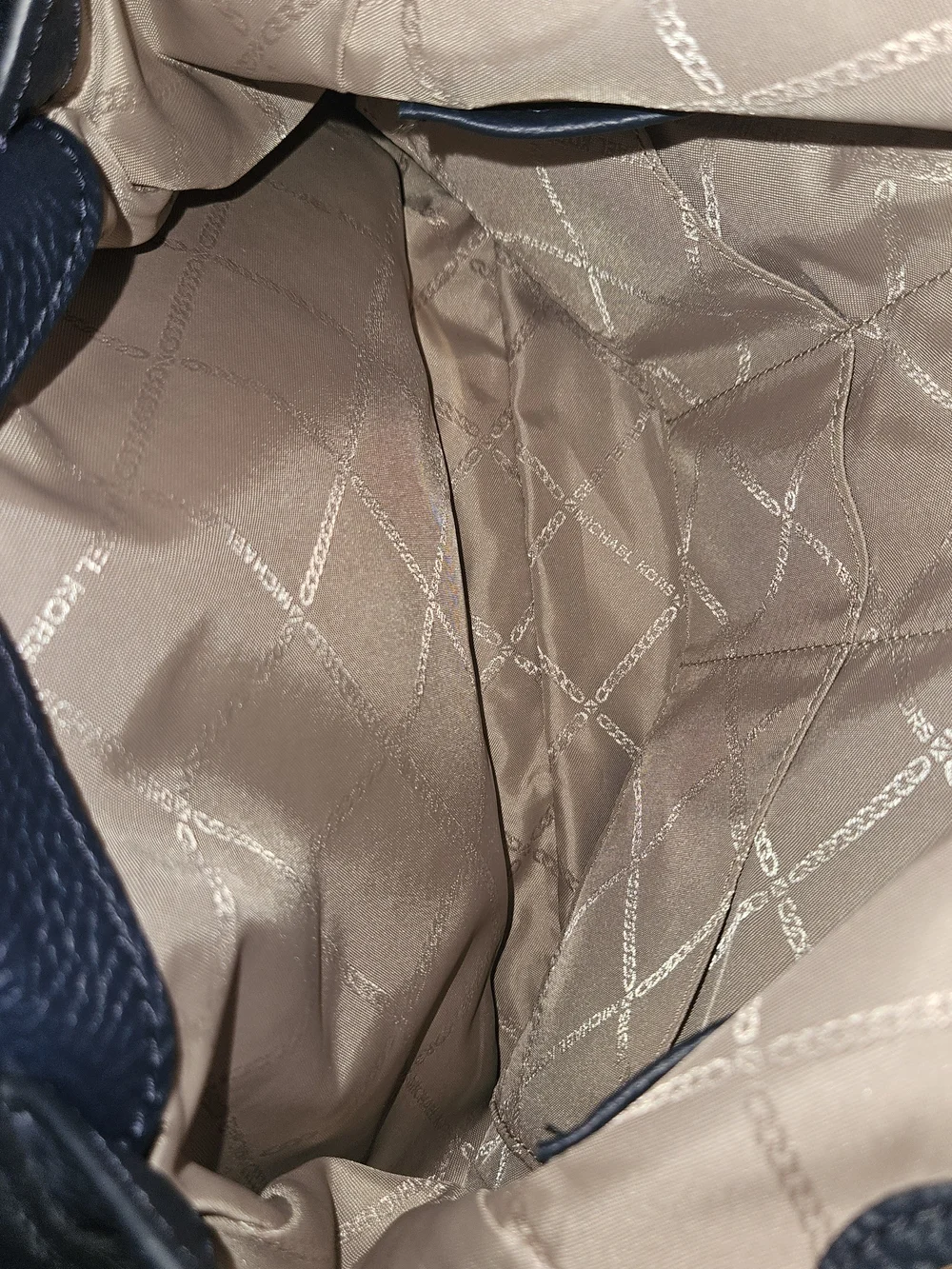 Michael Kors Navy Leather Shoulder Bag with Gold Hardware